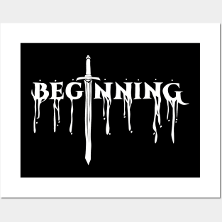 The Beginning After The End Black and White Melted Text Typography Posters and Art